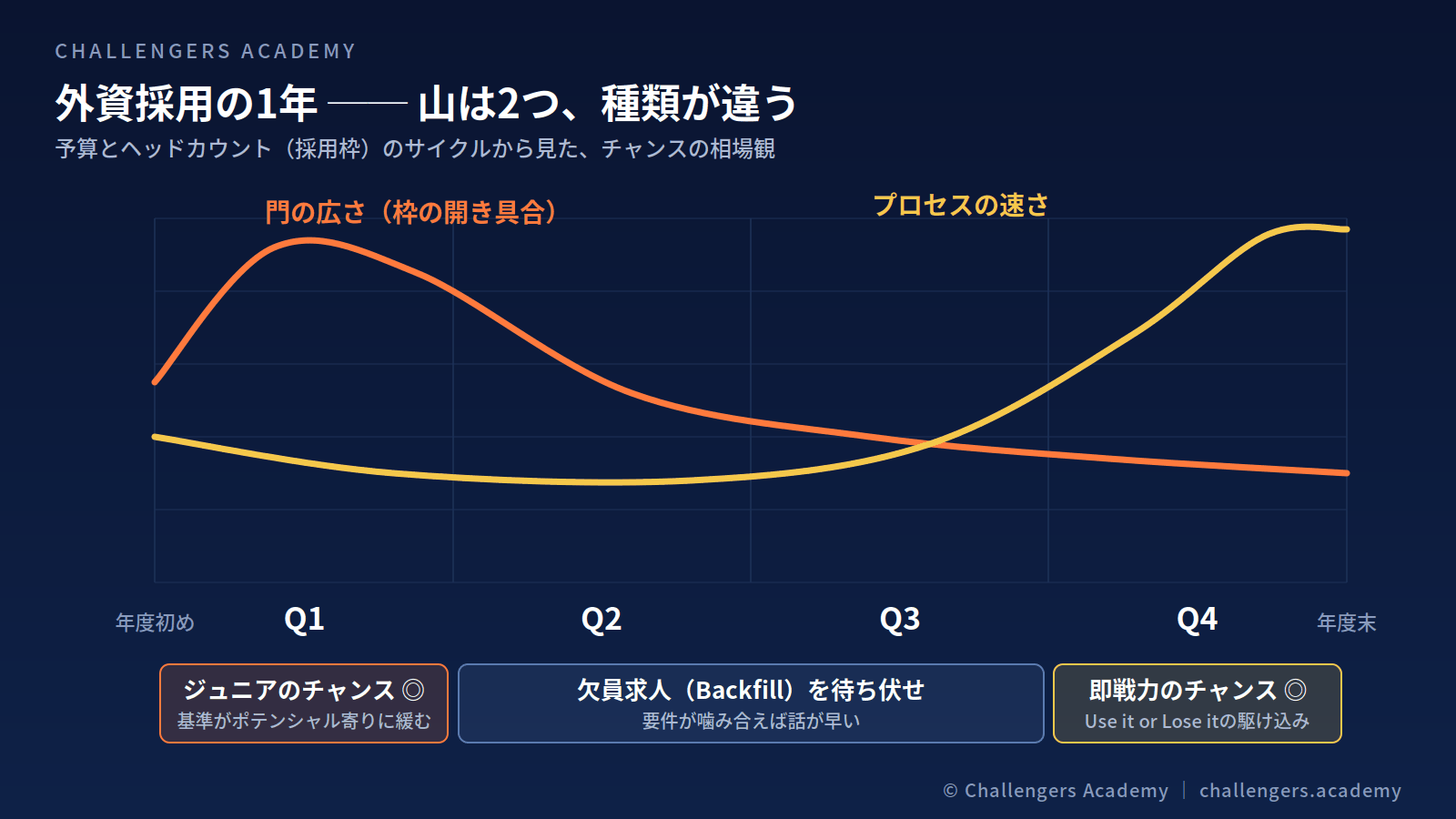 外資採用の1年 ── 山は2つ、種類が違う