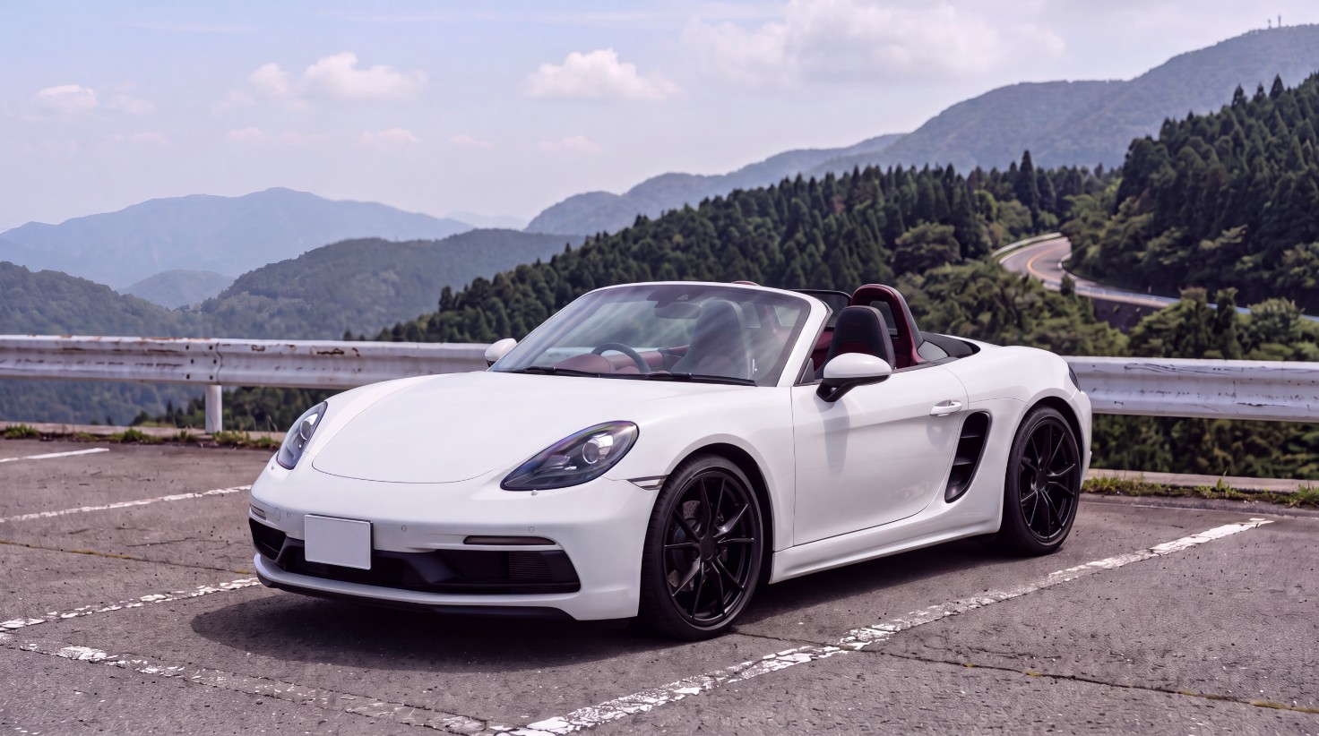 ポルシェ 718 ボクスター GTS（白・幌を開けた姿）